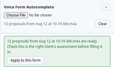 The panel showing a ready file and an Apply to this form button.
